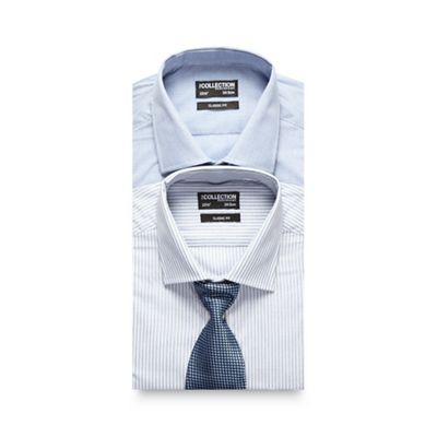 The Collection Big and tall pack of two blue shirts with a tie